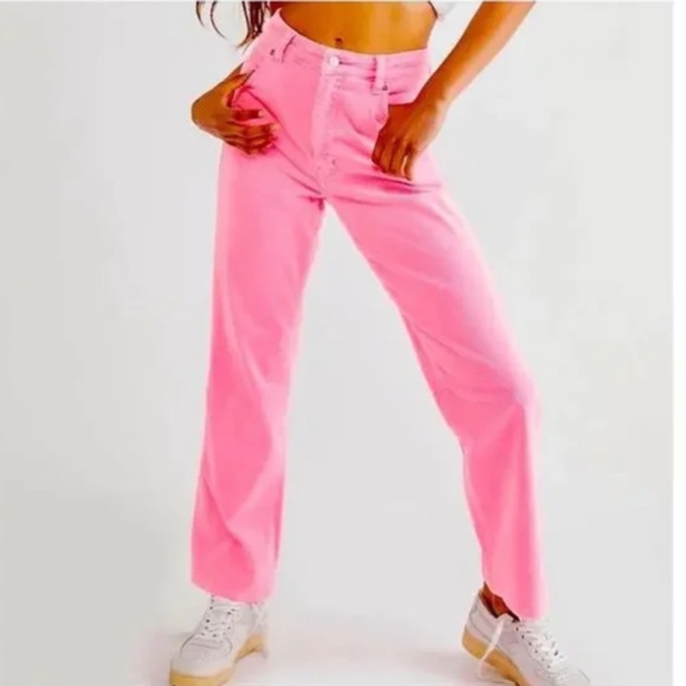 ROLLA'S High Rise Straight Leg Corduroy Pants in Bright Pink Size 27